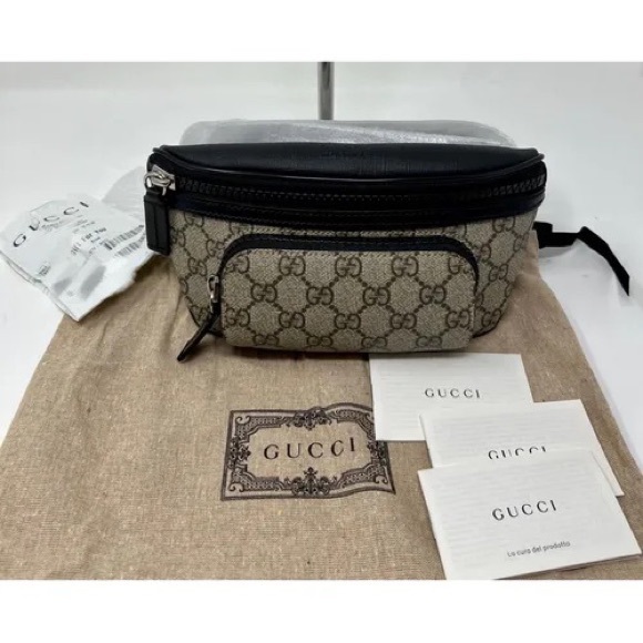 Gucci GG supreme monogram Canvas front pocket Fanny pack shoulder Belt bag - Picture 3 of 7